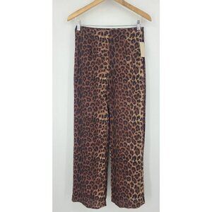 New Flynn Skye Parker Crop Pants Womens Small Leopard Print Rayon Side Zip